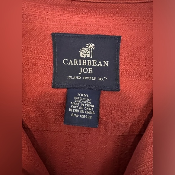 Men's Caribbean Joe Short Sleeved Button Down Silk Shirt - Picture 2 of 3